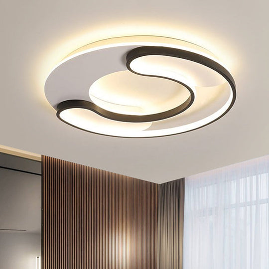 Modern Black Flushmount Led Ceiling Lamp With Adjustable Warm/White Light- 18/20.5 Wide