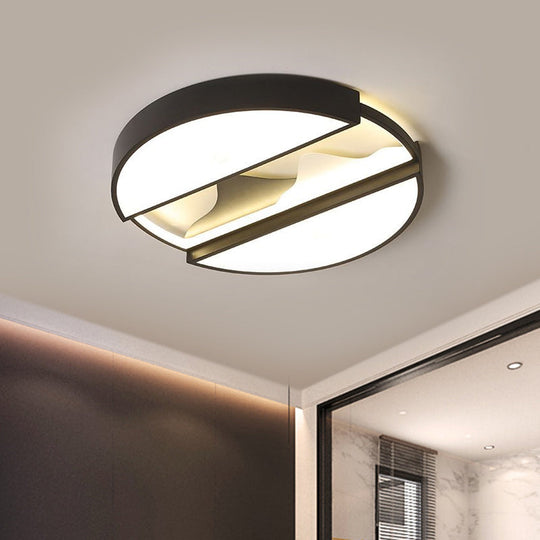 Modern Black Led Ceiling Flush Mount With Metal Shade - Warm/White Light 16.5/20.5 Wide / 16.5 Warm
