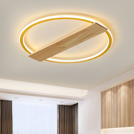 Metallic Black/Gold Led Ceiling Lamp With Warm/White Light And Plank Decor 16.5/20.5 Wide Gold /