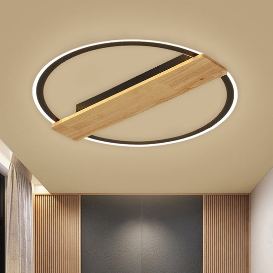 Metallic Black/Gold Led Ceiling Lamp With Warm/White Light And Plank Decor 16.5/20.5 Wide Black /