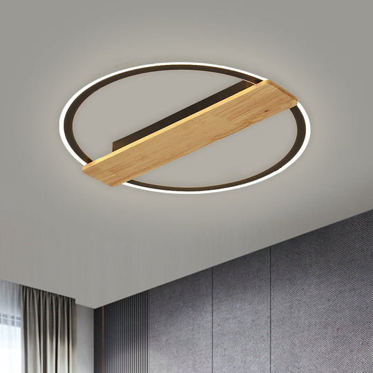 Metallic Black/Gold Led Ceiling Lamp With Warm/White Light And Plank Decor 16.5/20.5 Wide