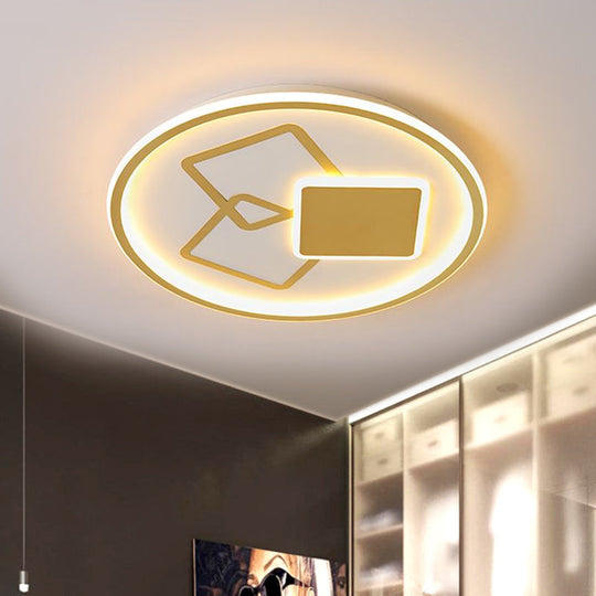 Contemporary Metal Black/Gold Led Flush Mount Ceiling Lamp - 16.5/20.5 Wide Warm/White Light Gold /