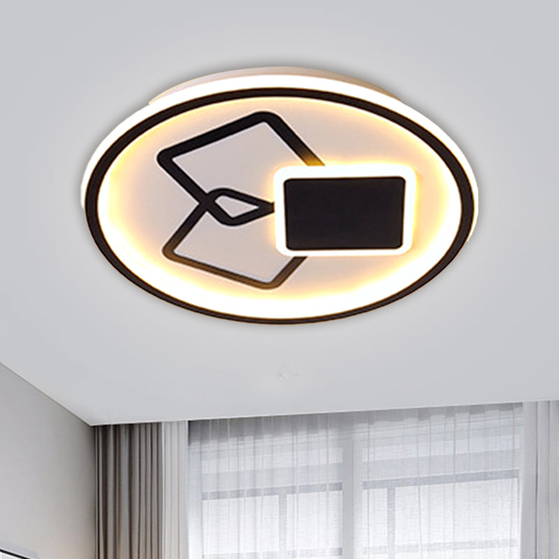 Contemporary Metal Black/Gold Led Flush Mount Ceiling Lamp - 16.5/20.5 Wide Warm/White Light