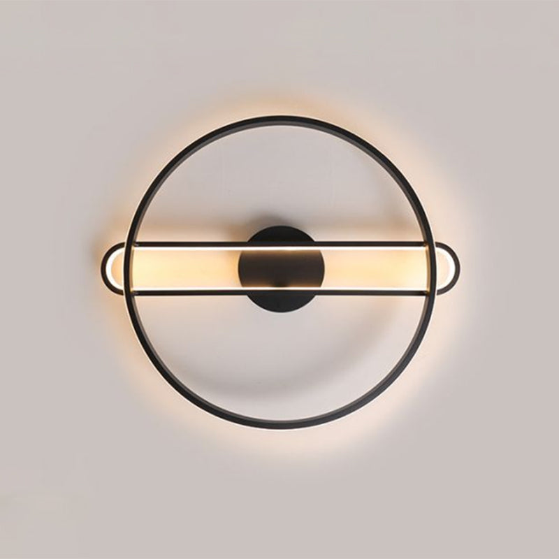 16.5/20.5 Wide Ring Semi Flush Led Ceiling Light - Modern Black Metallic Finish Warm/White Lighting