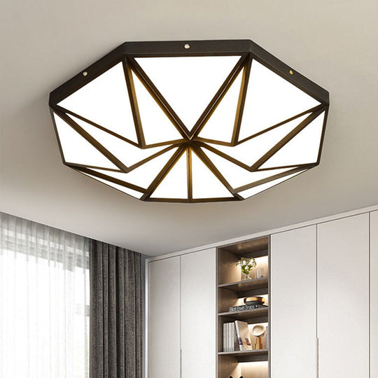 Geometric Acrylic Led Flush Light For Great Room Ceiling - Black/White/Gold Black