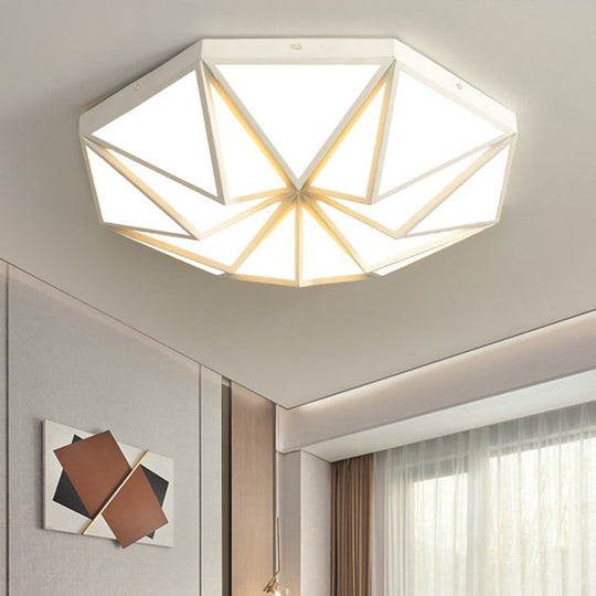 Geometric Acrylic Led Flush Light For Great Room Ceiling - Black/White/Gold