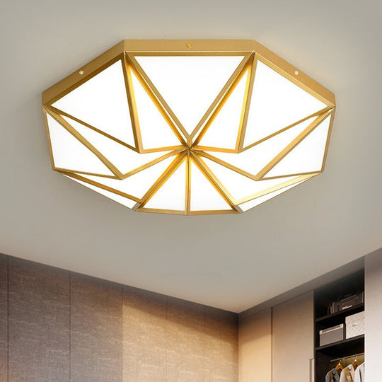 Geometric Acrylic Led Flush Light For Great Room Ceiling - Black/White/Gold Gold