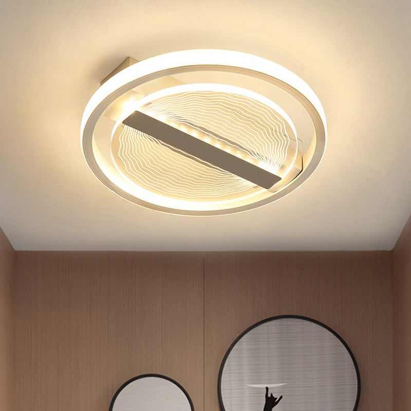 Modern Circular Clear Acrylic Led Ceiling Fixture In Warm/White Light