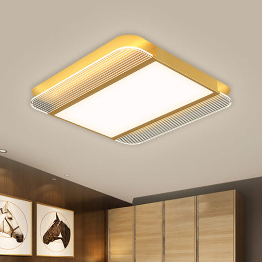 Sleek Gold Led Square Flush Mount Ceiling Light Fixture In Warm/White - 18/21.5 Width / 18 Warm