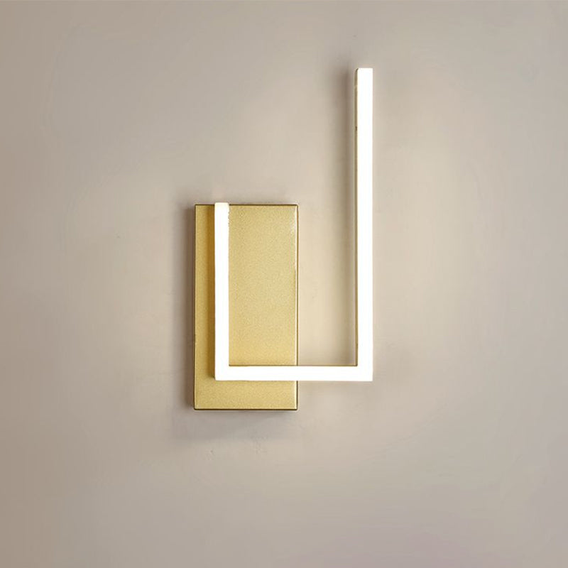 Simple Metal Led Gold Wall Sconce - Right-Angle Linear Lamp With Warm/White/3 Color Light Options