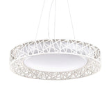 Laëtitia - Nordic Drum Hanging Pendant Light Metal Led White Ceiling With Hollow Design In