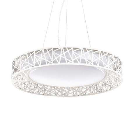 Laëtitia - Nordic Drum Hanging Pendant Light Metal Led White Ceiling With Hollow Design In