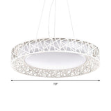 Laëtitia - Nordic Drum Hanging Pendant Light Metal Led White Ceiling With Hollow Design In