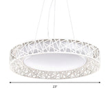 Laëtitia - Nordic Drum Hanging Pendant Light Metal Led White Ceiling With Hollow Design In