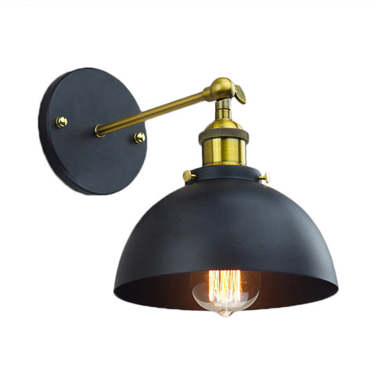 Metallic Rotatable Wall Lamp With Dome Shade For Balcony - Brass Finish
