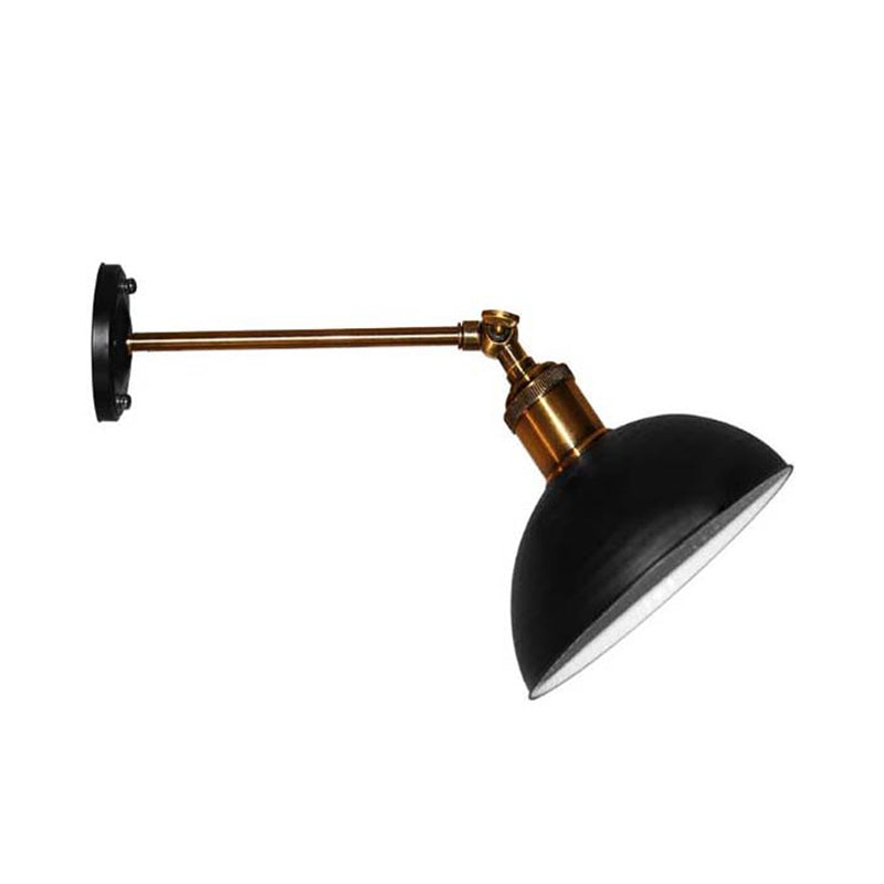 Loft Style Dome/Drum Shade Black Metal Adjustable Wall Sconce Light For Bedroom