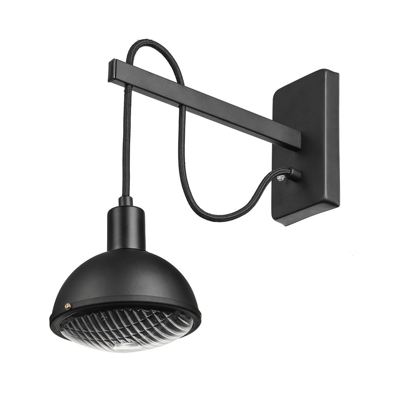 Farmhouse Bowl Shade Metallic Wall Mount Light - 1 Lighting In Black Perfect For Dining Room