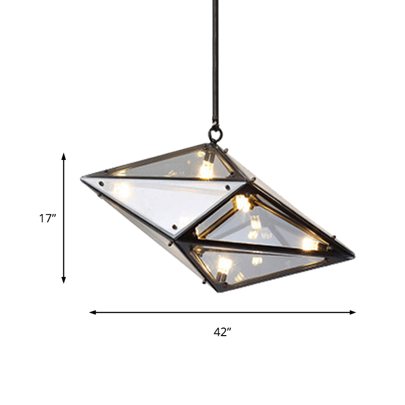 Modernist Diamond Pendant Lamp with Multi Lights - Amber/Smoke Glass - Living Room Ceiling Light - LED - 23.5"/31"/42" Wide