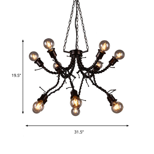 Vintage Rustic Iron Twig Arm Chandelier Pendant Lamp for a Stylish Cafe Vibe