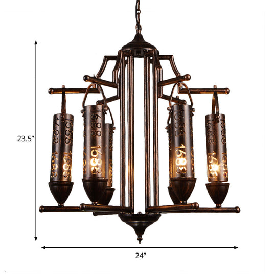 Rustic Iron Flute Hanging Light With Creative Number Design Chandelier For Bars