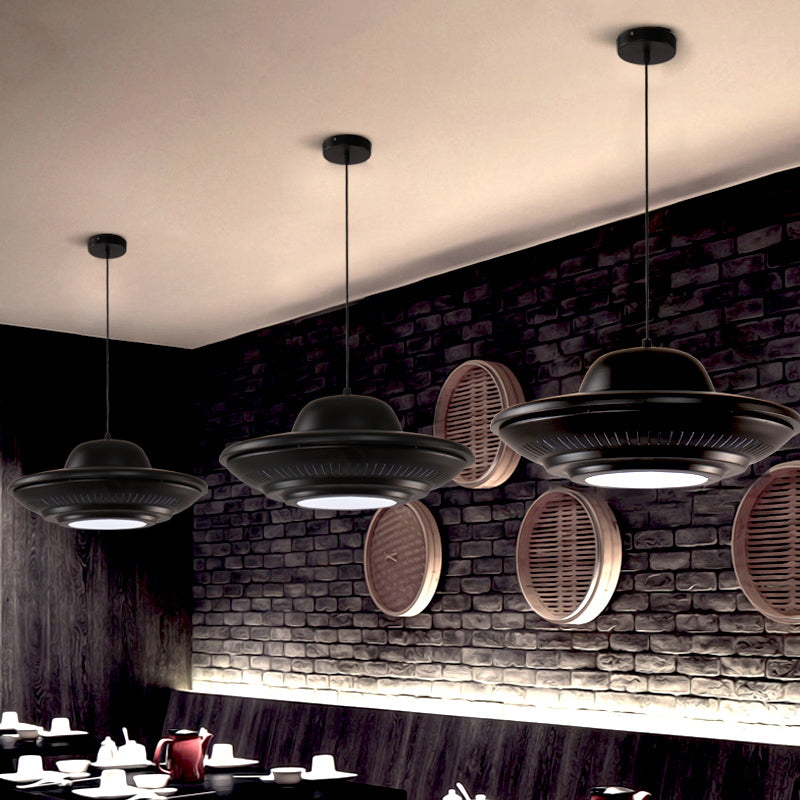Vintage Metal Ufo Pendant Light For Stylish Restaurant Dining Room Suspension Black