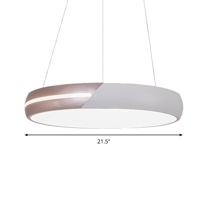 Modern LED Rose Gold Ring Pendant Light, Metal Hanging Fixture for Dining Room - 18"/19"/21.5"/30" Wide