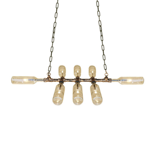 Blue/Amber Vintage Style Glass Bottle Chandelier Pendant Light with Pipe - 8 Heads - Ideal for Stairway