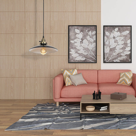 Vintage Farmhouse Pendant Light 1/2-Pack Saucer Style Adjustable Cord Black/Red Iron Finish Black /