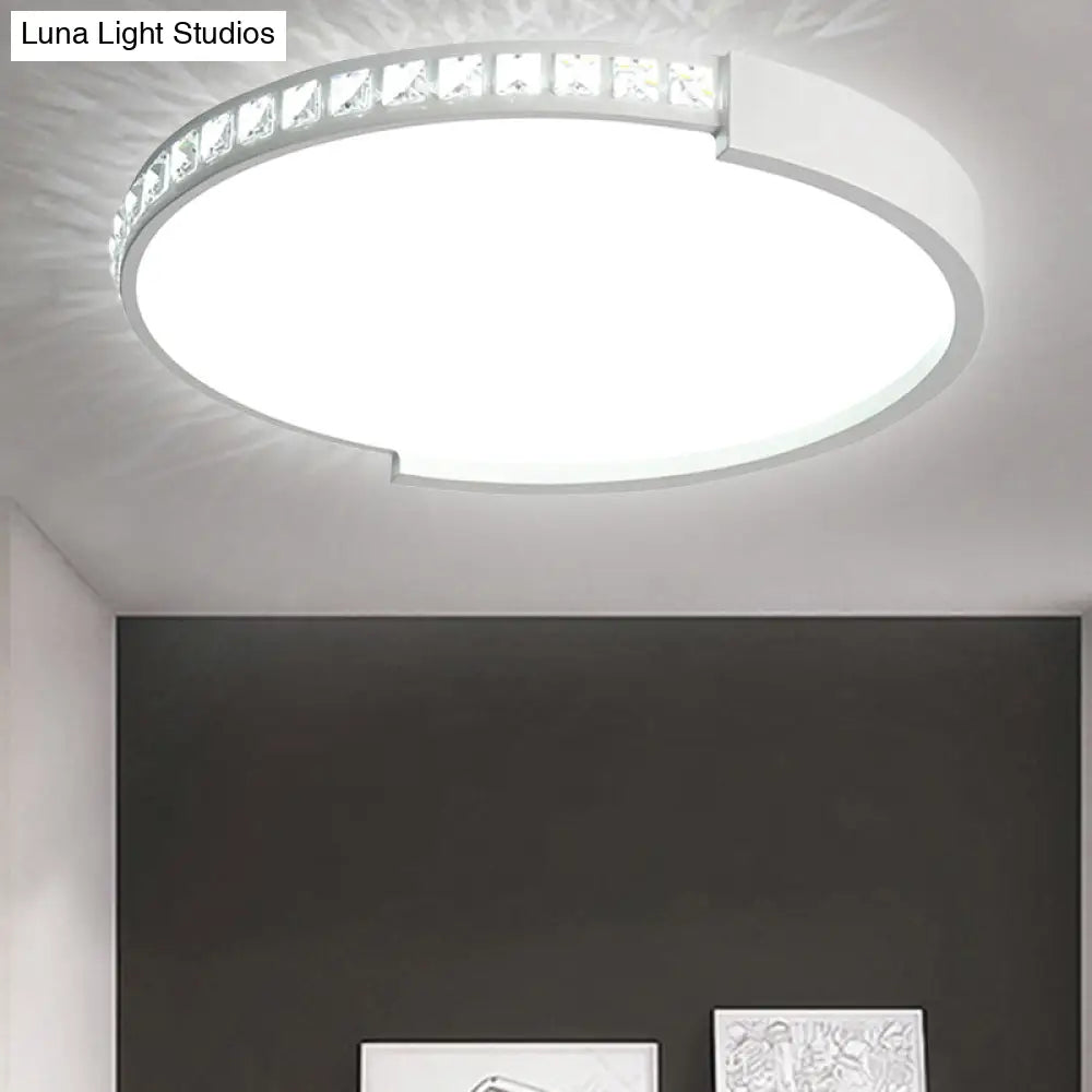 16/19.5/20.5 Wide Crystal Led Flush Mount Ceiling Light For Bedroom And Living Room White / 16.5