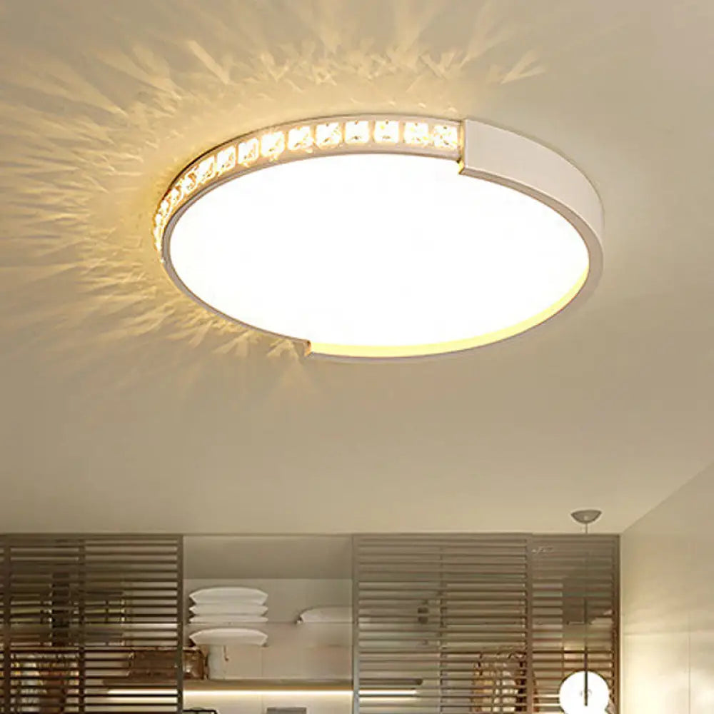 16’/19.5’/20.5’ Wide Crystal Led Flush Mount Ceiling Light For Bedroom And Living Room White