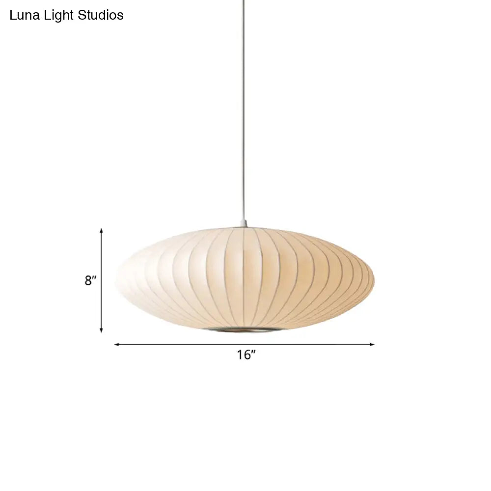 16’/19.5’/23.5’W Saucer Hanging Ceiling Light Modernist Fabric 1 White Suspension Pendant