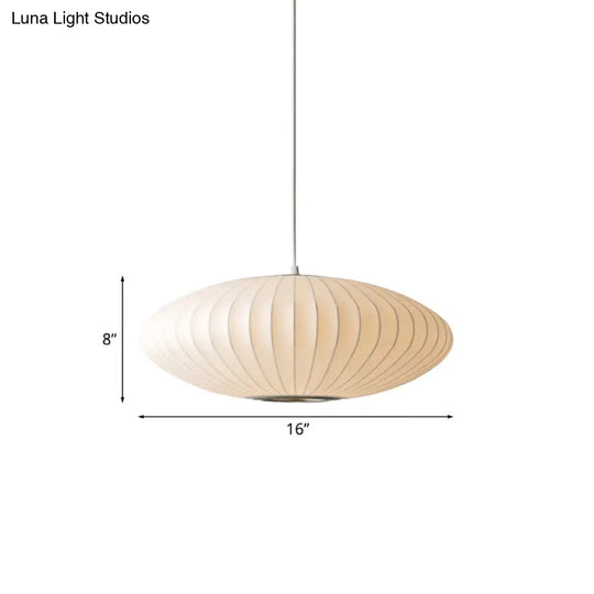 16’/19.5’/23.5’W Saucer Hanging Ceiling Light Modernist Fabric 1 White Suspension Pendant