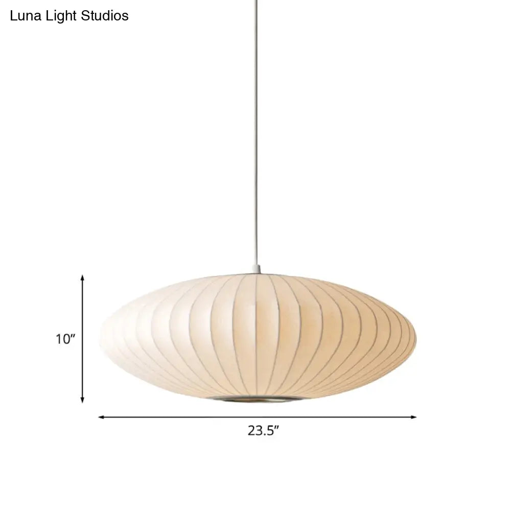 16’/19.5’/23.5’W Saucer Hanging Ceiling Light Modernist Fabric 1 White Suspension Pendant