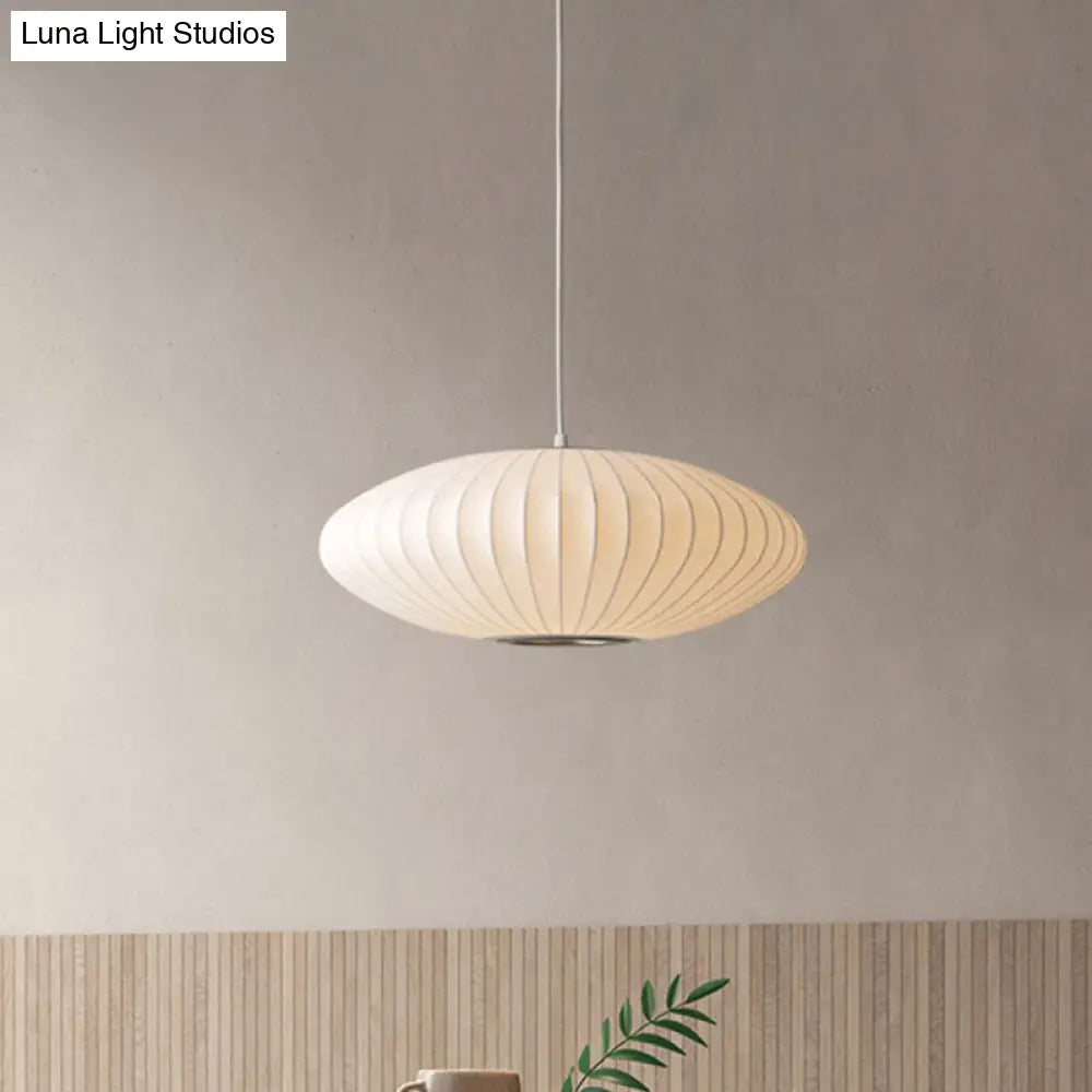 16’/19.5’/23.5’W Saucer Hanging Ceiling Light Modernist Fabric 1 White Suspension Pendant