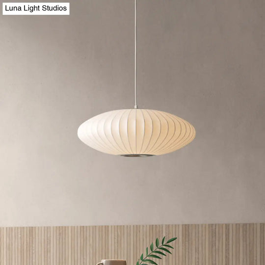 16’/19.5’/23.5’W Saucer Hanging Ceiling Light Modernist Fabric 1 White Suspension Pendant