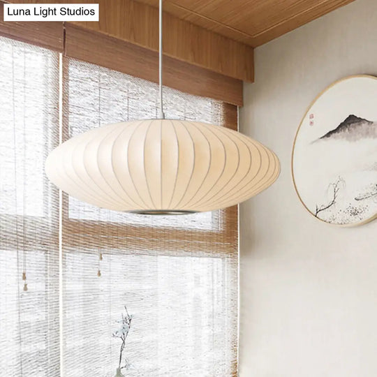 16’/19.5’/23.5’W Saucer Hanging Ceiling Light Modernist Fabric 1 White Suspension Pendant