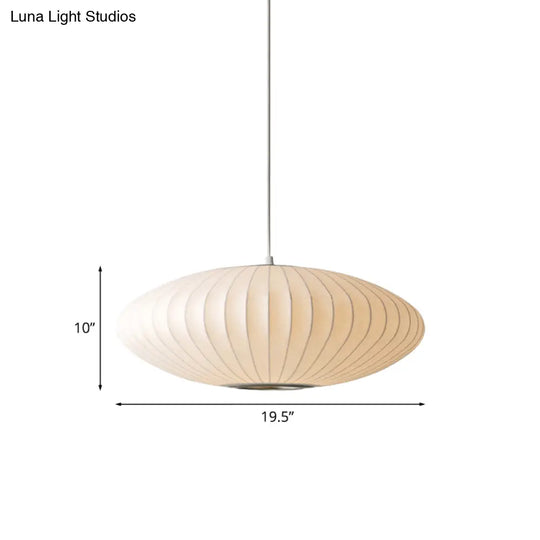 16’/19.5’/23.5’W Saucer Hanging Ceiling Light Modernist Fabric 1 White Suspension Pendant