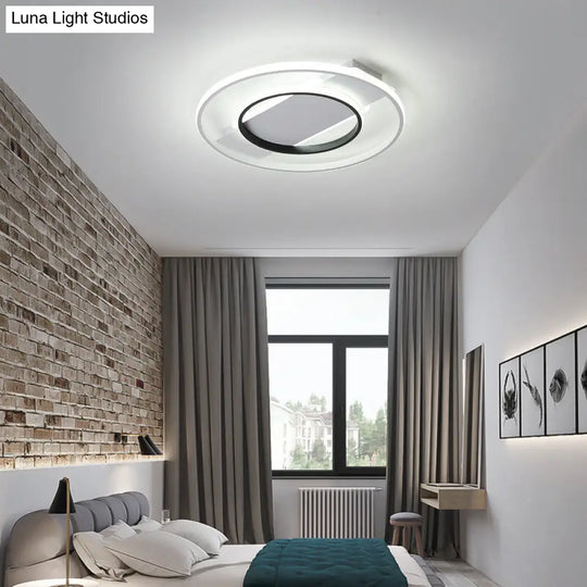 16/19.5/23.5 Acrylic Ring Flush Ceiling Light - 2 Heads Black & White Bedroom (Warm/White)