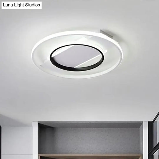 16/19.5/23.5 Acrylic Ring Flush Ceiling Light - 2 Heads Black & White Bedroom (Warm/White)