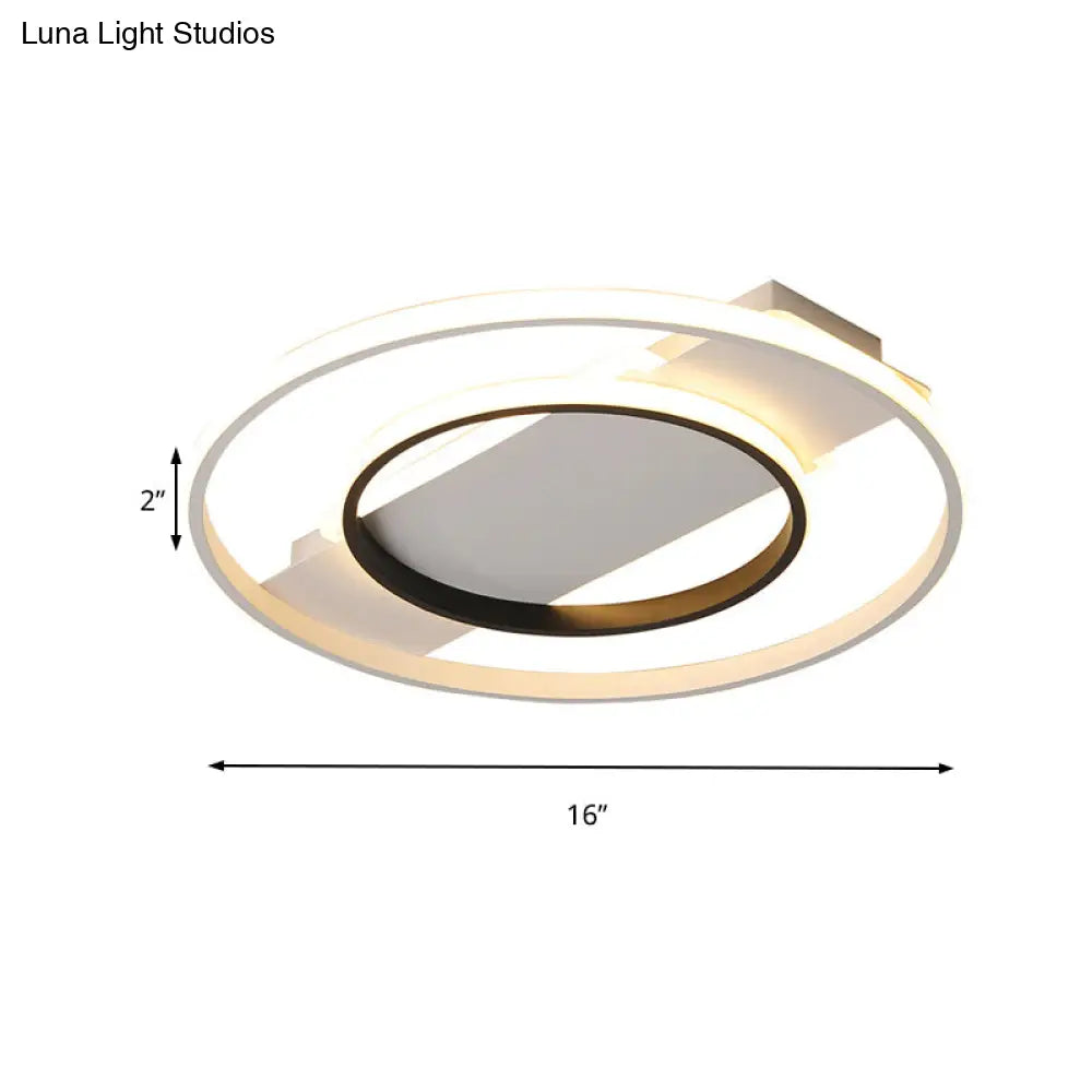 16/19.5/23.5 Acrylic Ring Flush Ceiling Light - 2 Heads Black & White Bedroom (Warm/White)