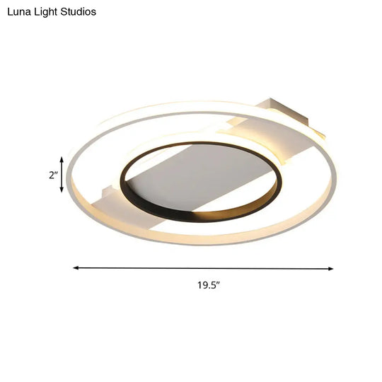 16/19.5/23.5 Acrylic Ring Flush Ceiling Light - 2 Heads Black & White Bedroom (Warm/White)