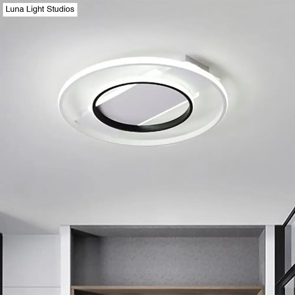 16’/19.5’/23.5’ Acrylic Ring Flush Ceiling Light - 2 Heads Black & White Bedroom (Warm/White)