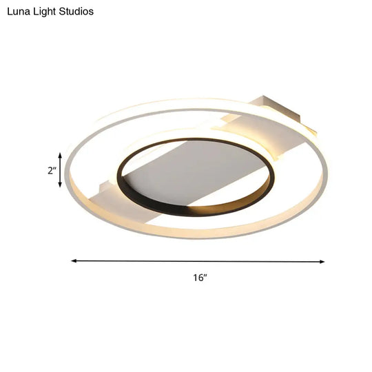 16’/19.5’/23.5’ Acrylic Ring Flush Ceiling Light - 2 Heads Black & White Bedroom (Warm/White)