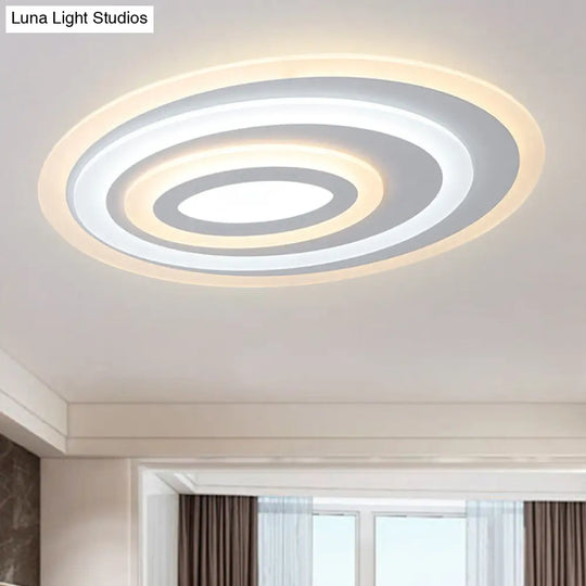 16/19.5/25.5 Wide Oval Acrylic Flush Lamp - Contemporary Led White Mount Ceiling Fixture Warm/White