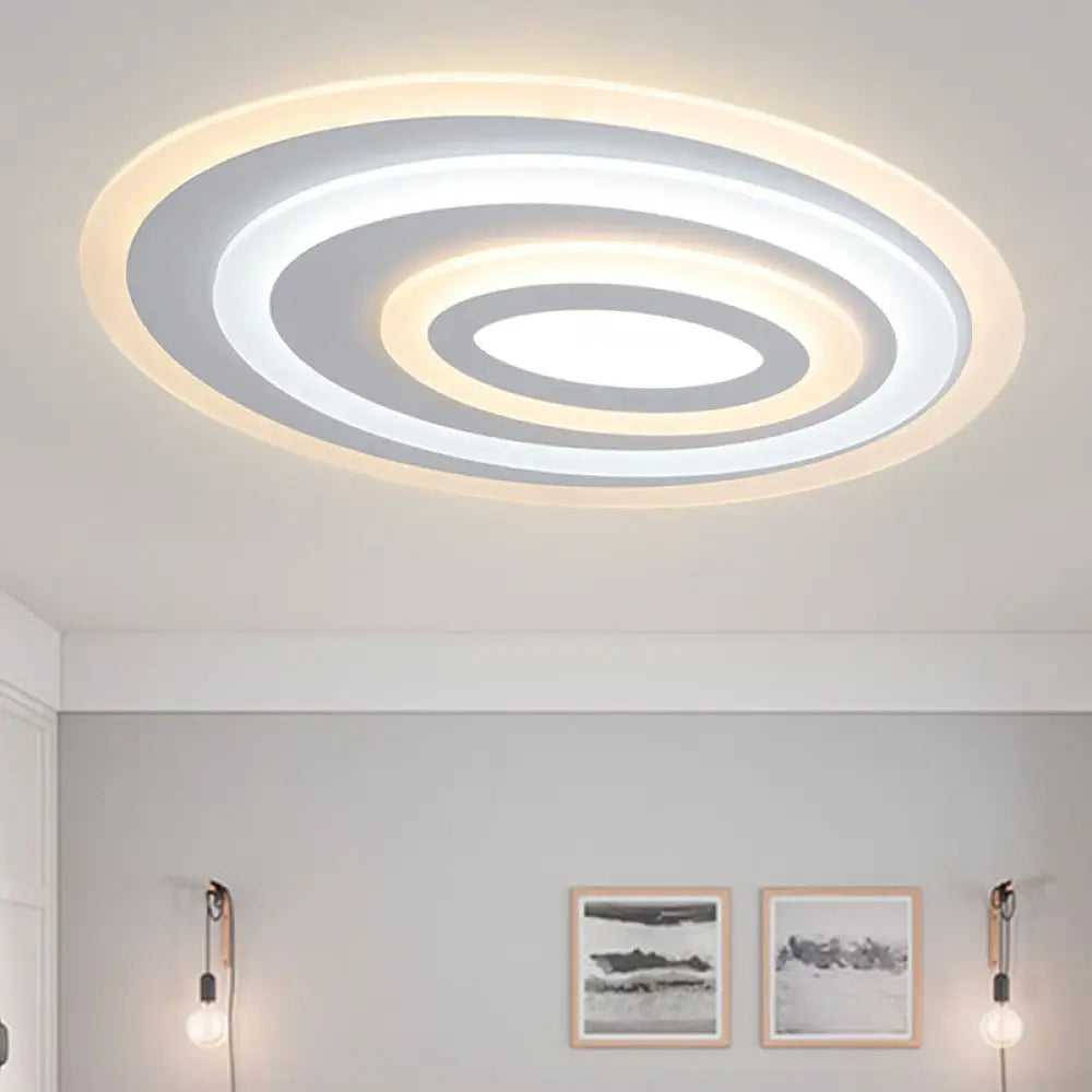 16’/19.5/25.5’ Wide Oval Acrylic Flush Lamp - Contemporary Led White Mount Ceiling Fixture