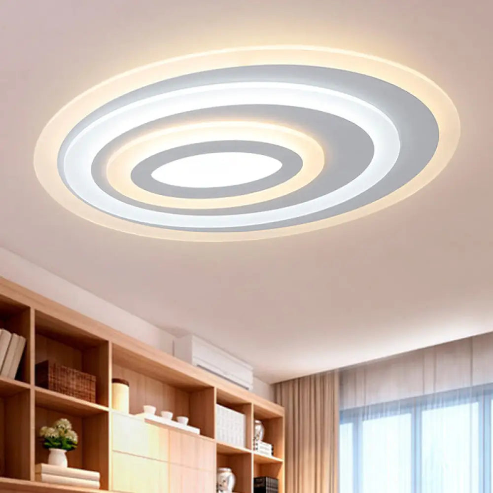 16’/19.5/25.5’ Wide Oval Acrylic Flush Lamp - Contemporary Led White Mount Ceiling Fixture