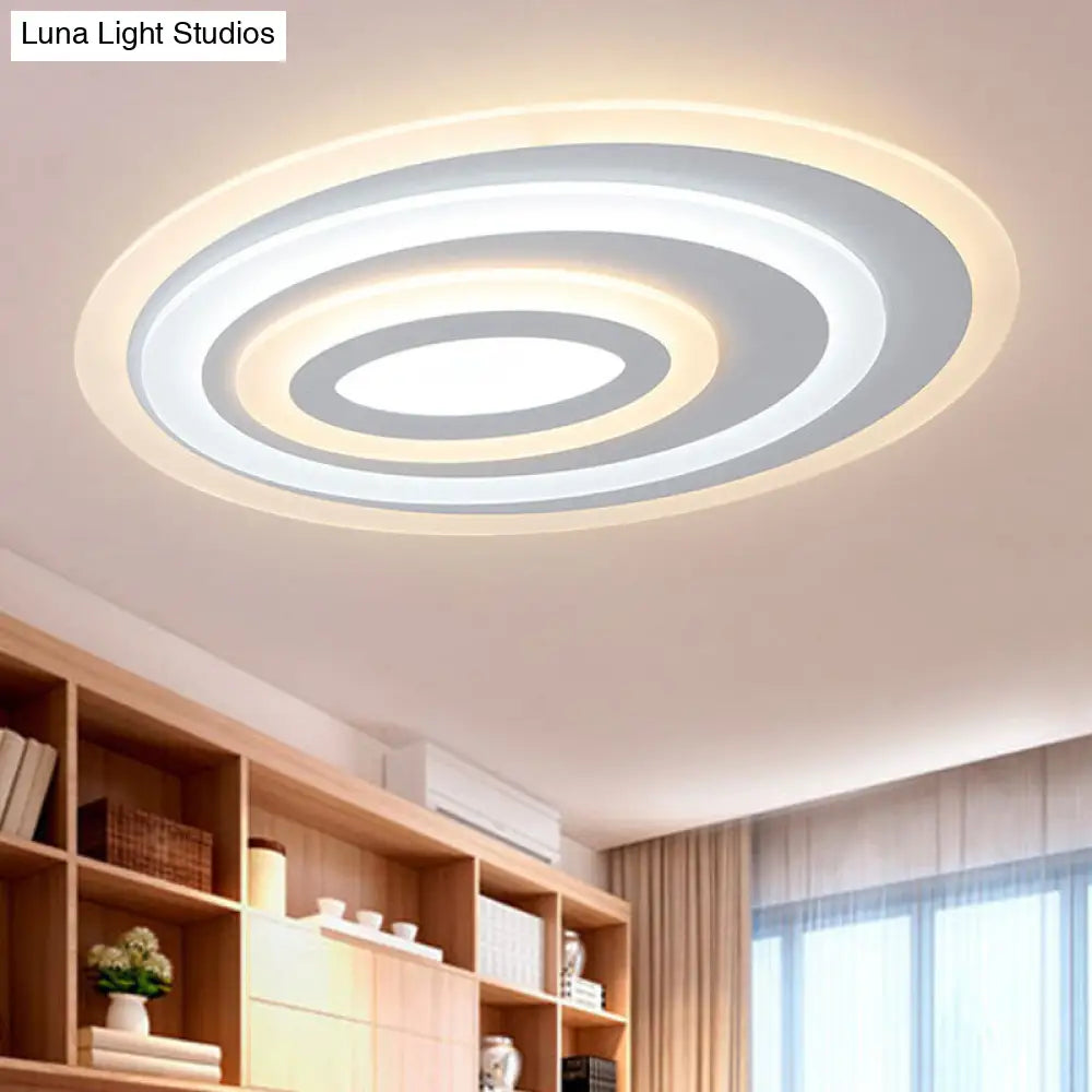 16/19.5/25.5 Wide Oval Acrylic Flush Lamp - Contemporary Led White Mount Ceiling Fixture Warm/White