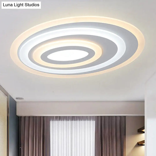 16’/19.5/25.5’ Wide Oval Acrylic Flush Lamp - Contemporary Led White Mount Ceiling Fixture