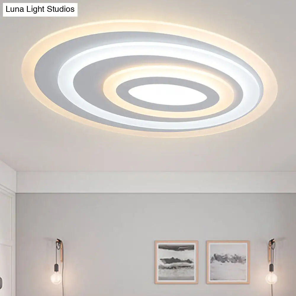 16/19.5/25.5 Wide Oval Acrylic Flush Lamp - Contemporary Led White Mount Ceiling Fixture Warm/White