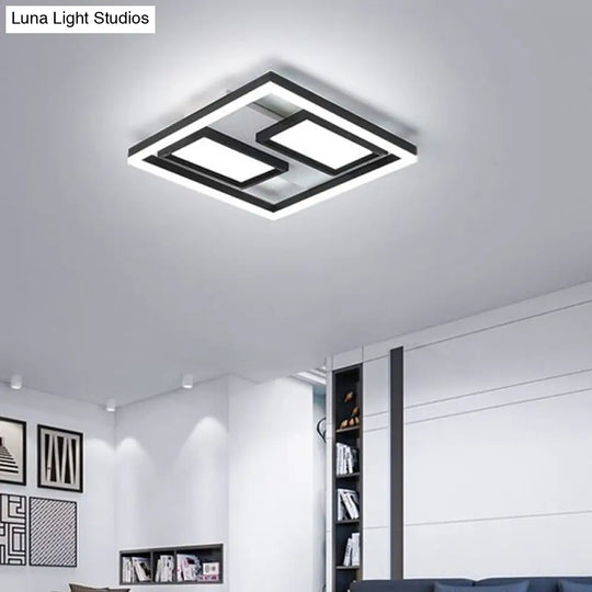 16/19.5/35.5/43 Wide Superthin Flush Light - Nordic Style Black Metal Led Ceiling (Warm/White) / 16